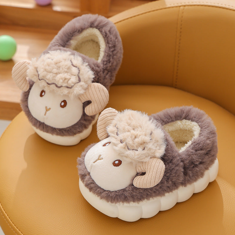 Children's Cotton Slippers Cute Cartoon Indoor Fluffy Slippers