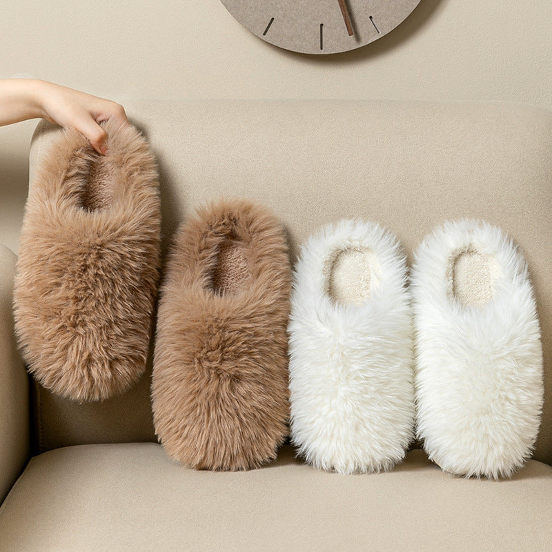 Warm Solid Wool Slippers Casual Indoor Home