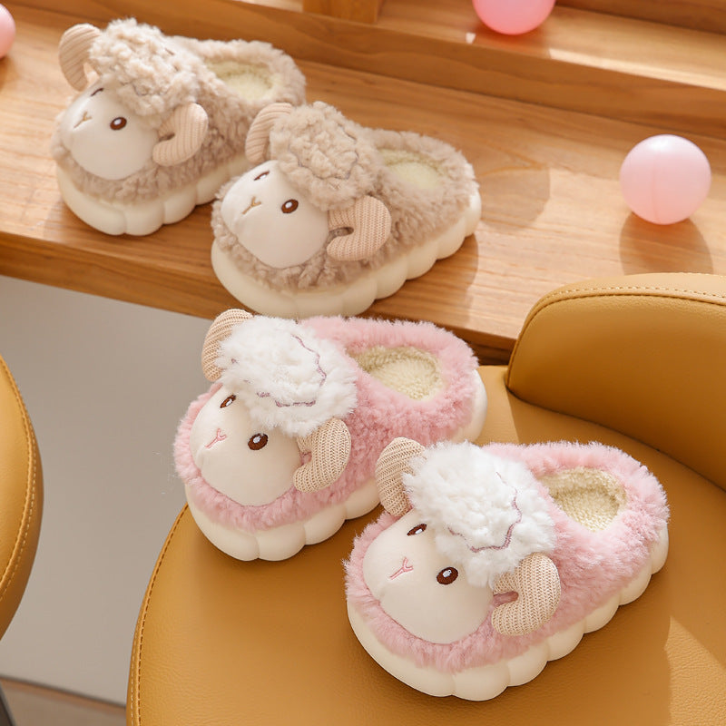 Children's Cotton Slippers Cute Cartoon Indoor Fluffy Slippers