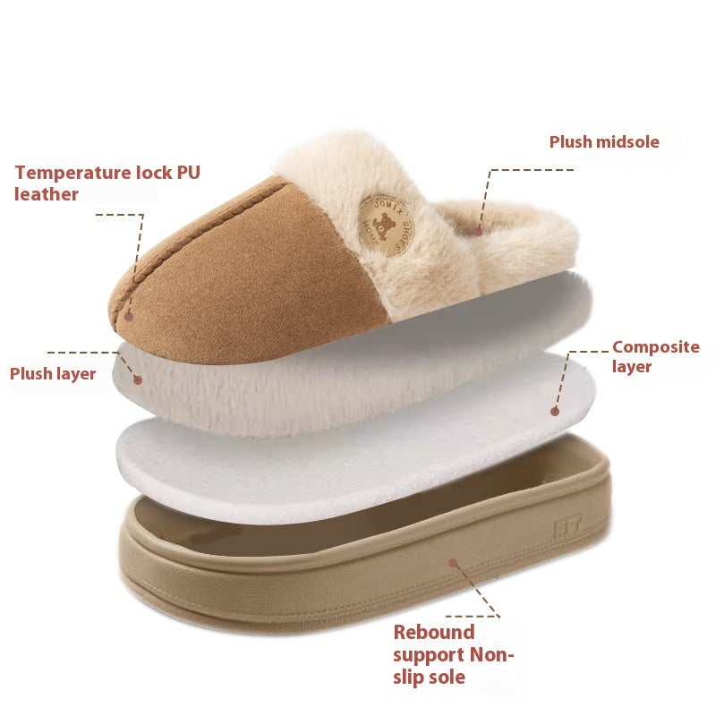 New Plush Slippers For Women Men Winter Warm Home Slipper Indoor Thick-soled Fleece Shoes